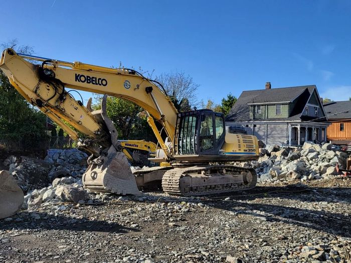 excavator digging a foundation
