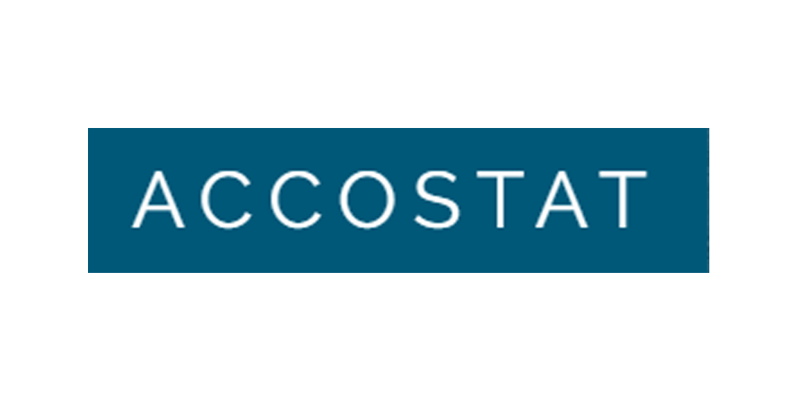 A blue sign with the word accostat on it